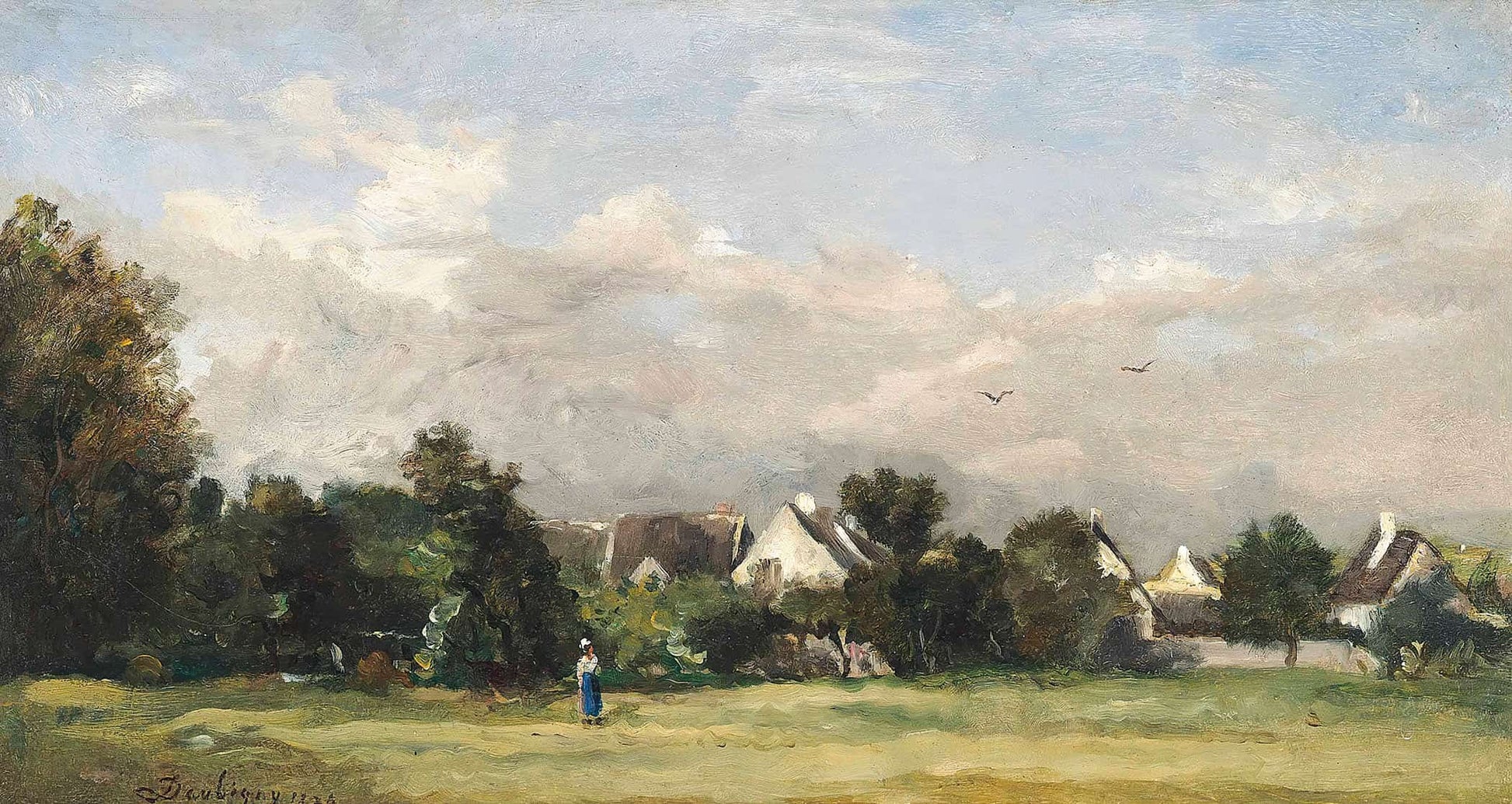 Paysanne Pres Dun Village by Charles Francois Daubigny