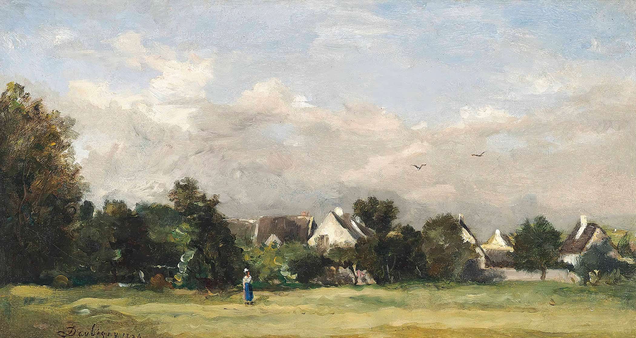 Paysanne Pres Dun Village by Charles Francois Daubigny