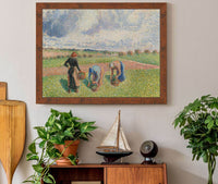 Paysannes Ramassant Des Herbes Eragny by Camille Pissarro