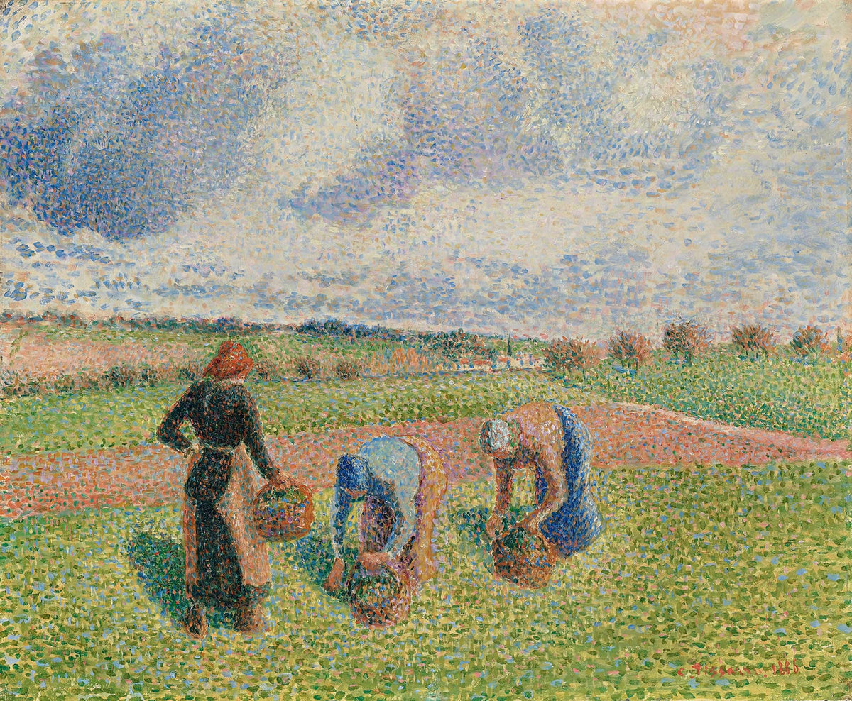 Paysannes Ramassant Des Herbes Eragny by Camille Pissarro