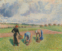 Paysannes Ramassant Des Herbes Eragny by Camille Pissarro