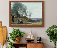 Paysans Attables A La Porte Dun Cabaret by Jean Baptiste Camille Corot