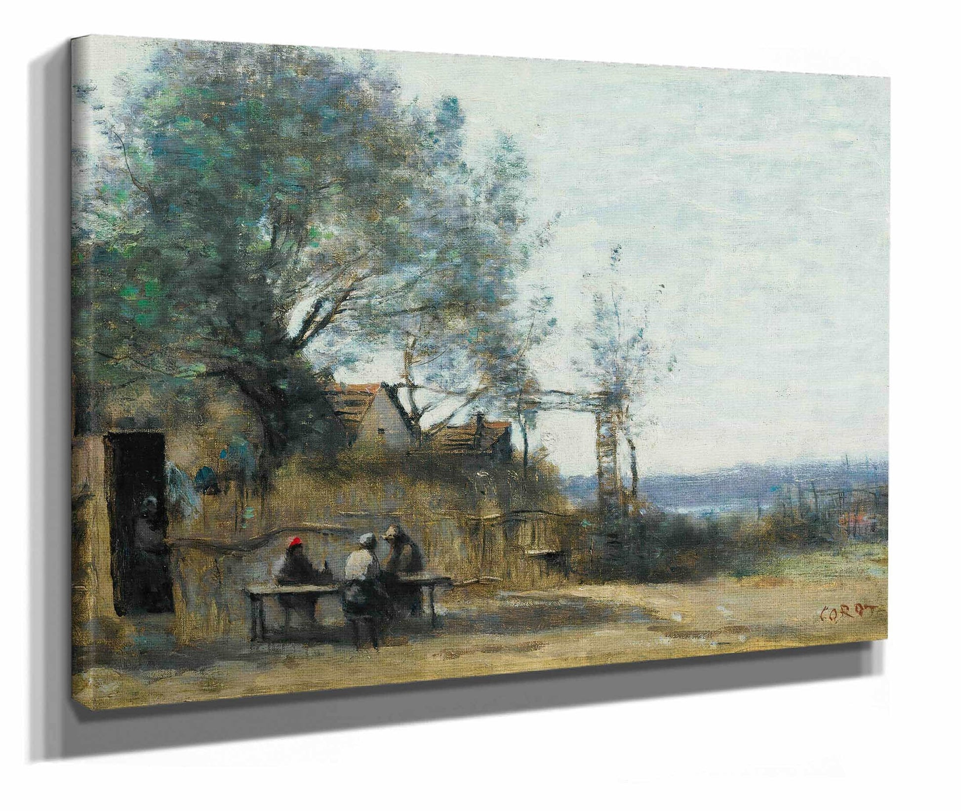 Paysans Attables A La Porte Dun Cabaret by Jean Baptiste Camille Corot