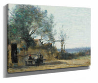 Paysans Attables A La Porte Dun Cabaret by Jean Baptiste Camille Corot