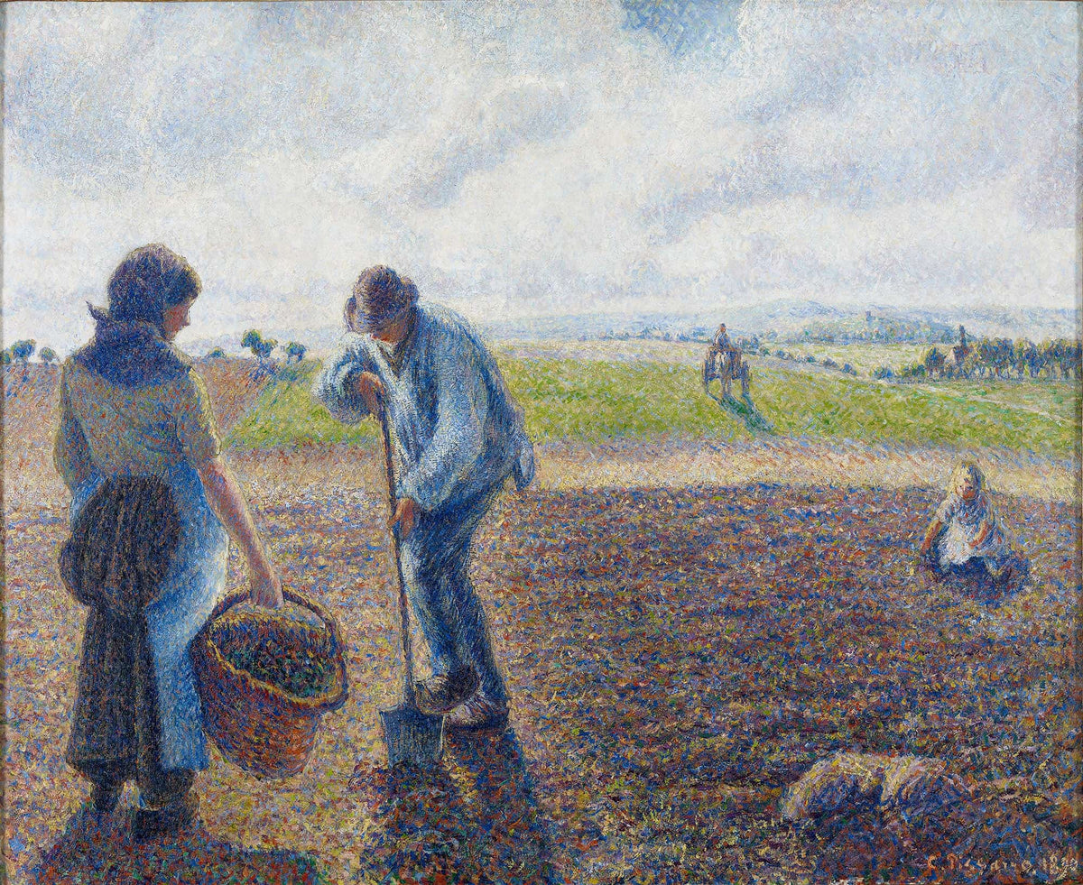 Paysans Dans Les Champs Eragny Peasants In The Fields Eragny by Camille Pissarro