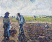 Paysans Dans Les Champs Eragny Peasants In The Fields Eragny by Camille Pissarro
