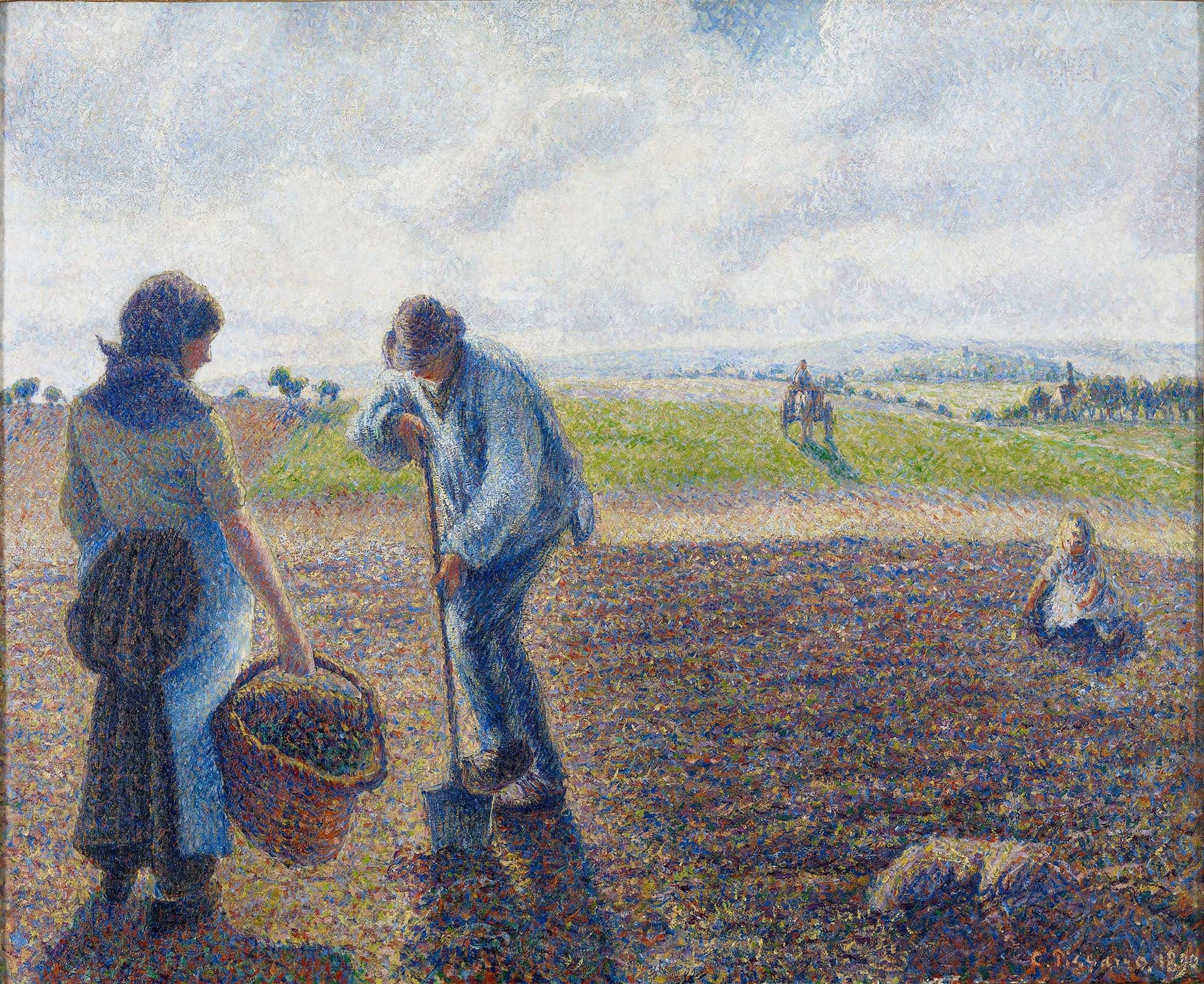 Paysans Dans Les Champs Eragny Peasants In The Fields Eragny by Camille Pissarro