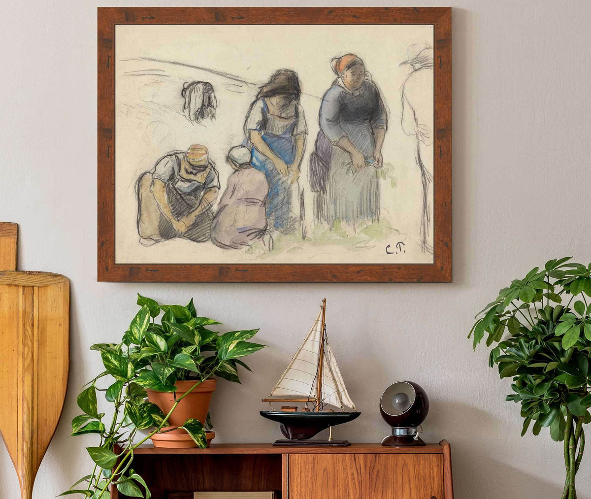 Pea Harvesters Recto by Camille Pissarro