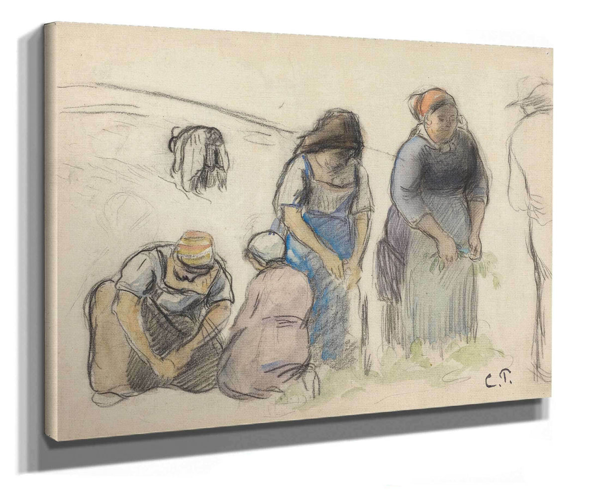 Pea Harvesters Recto by Camille Pissarro