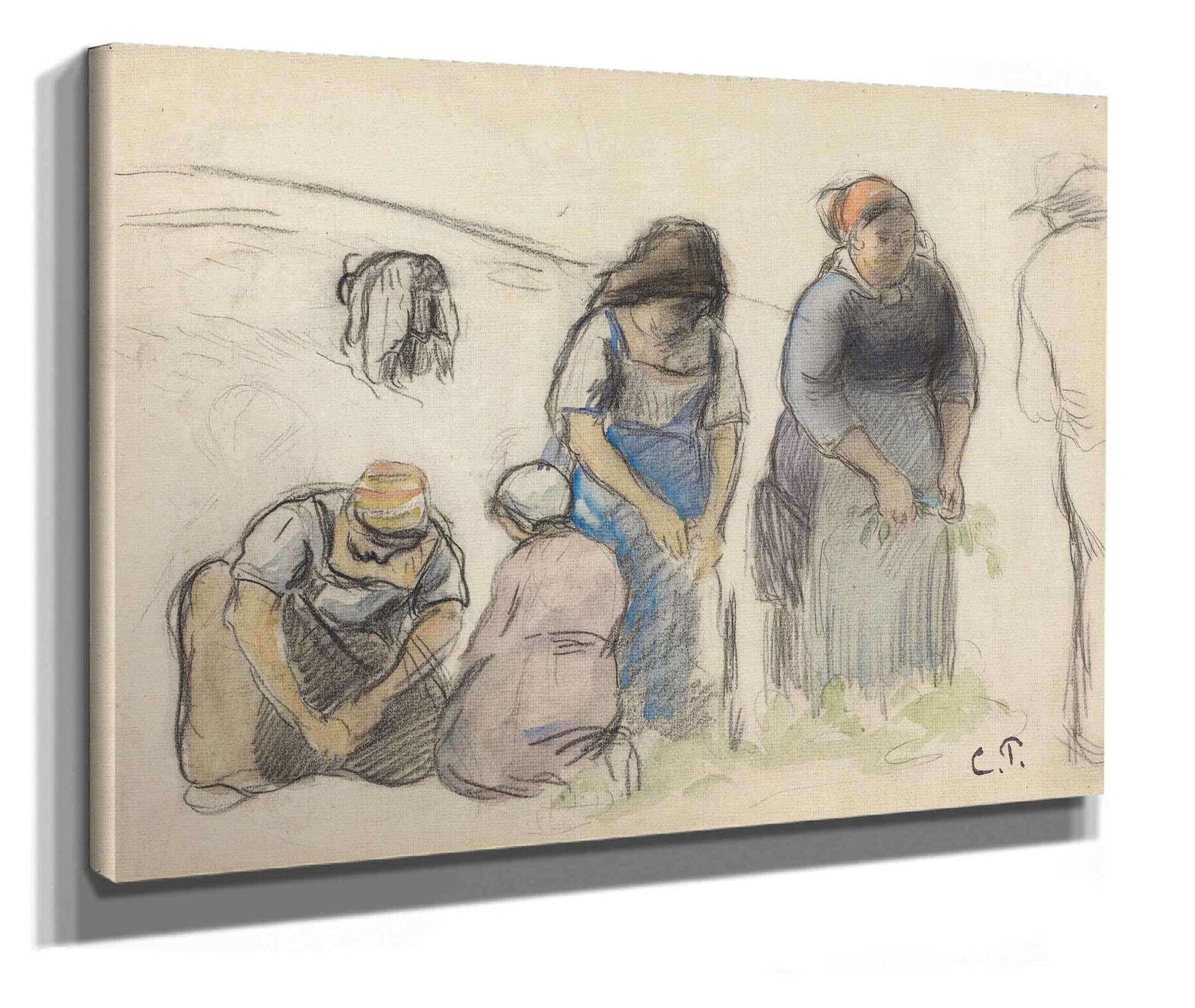 Pea Harvesters Recto by Camille Pissarro