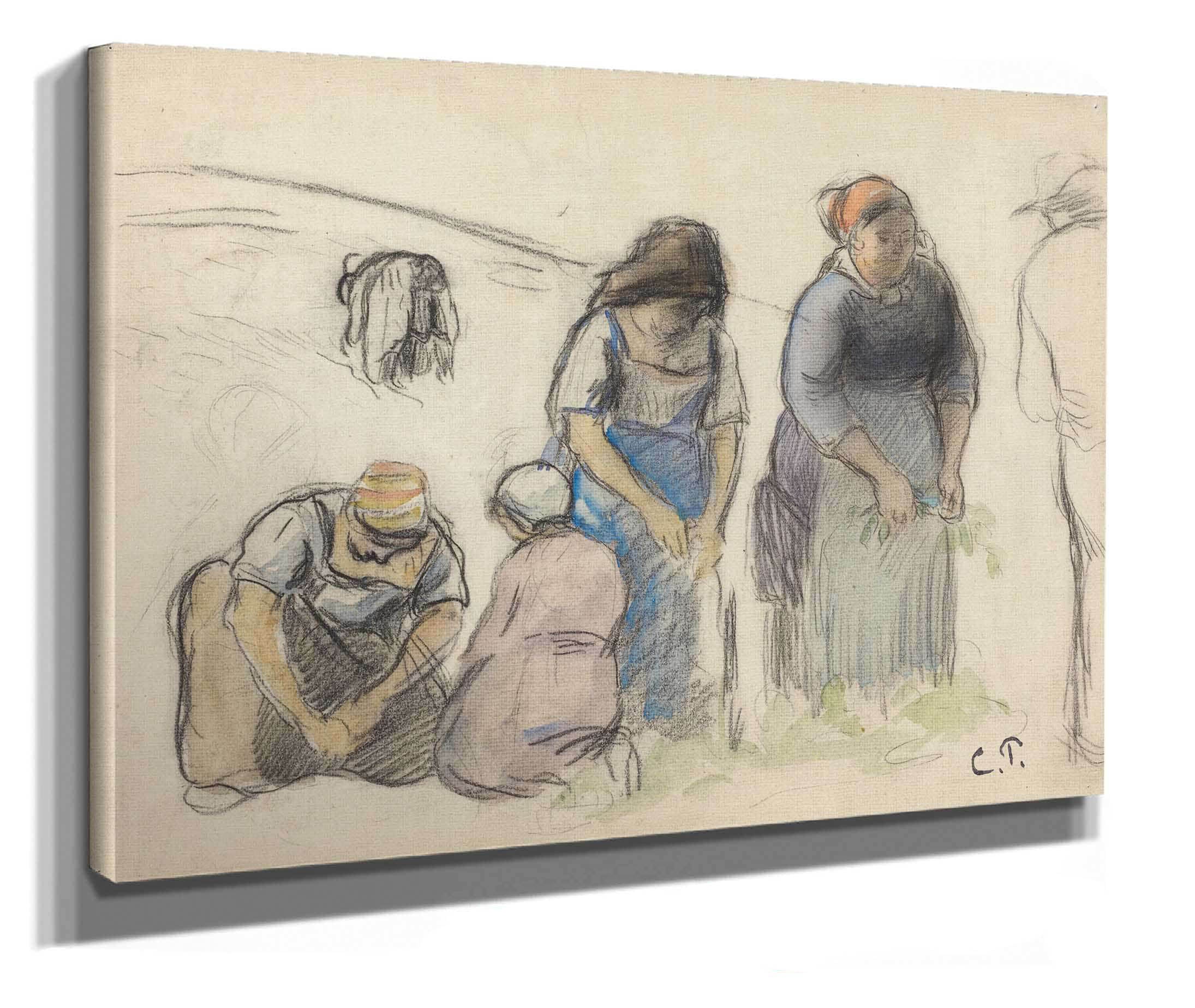 Pea Harvesters Recto by Camille Pissarro