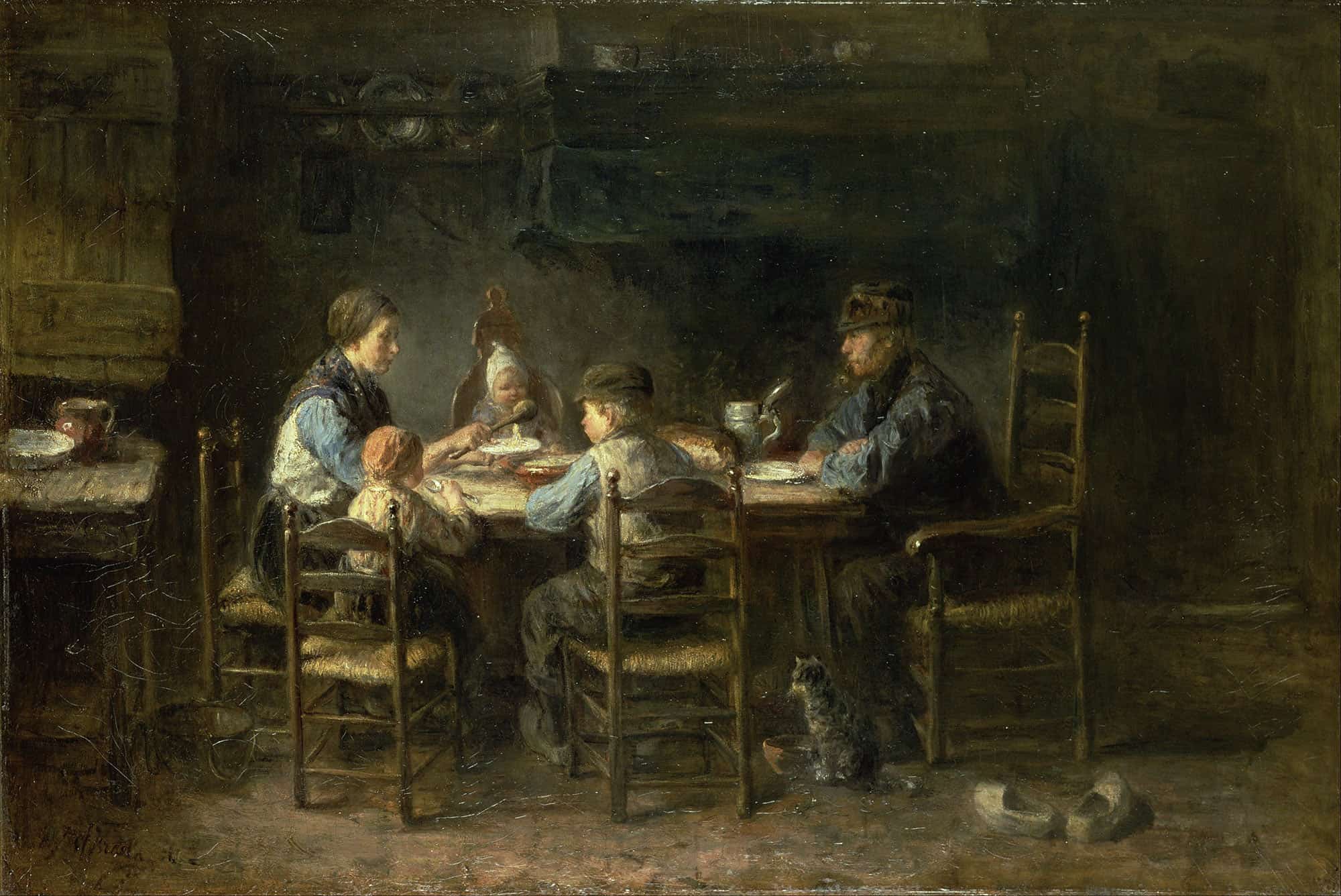 Peasant Family At The Table by Jozef Israels