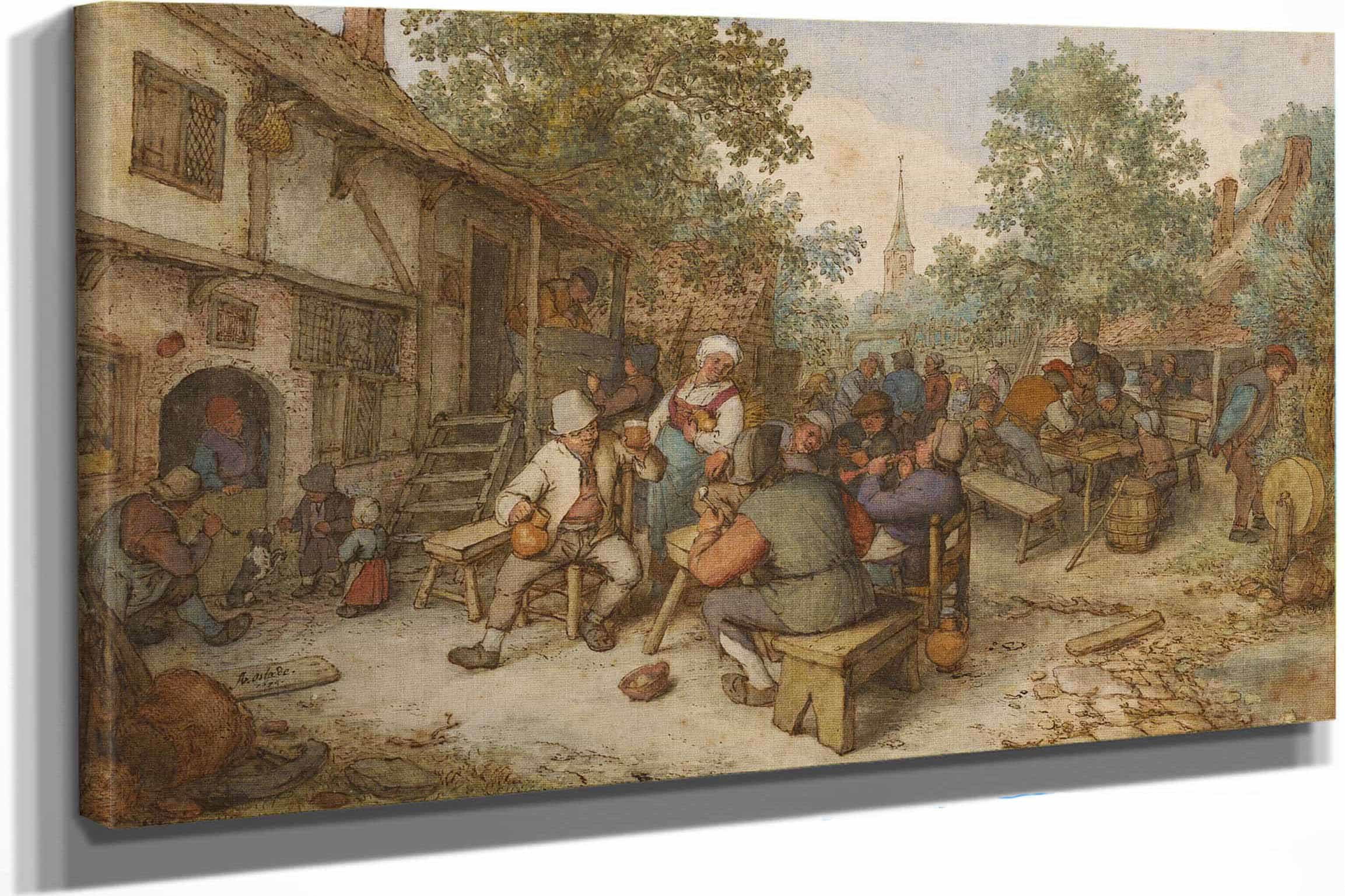 Peasant Festival On A Town Street By Adriaen Van Ostade