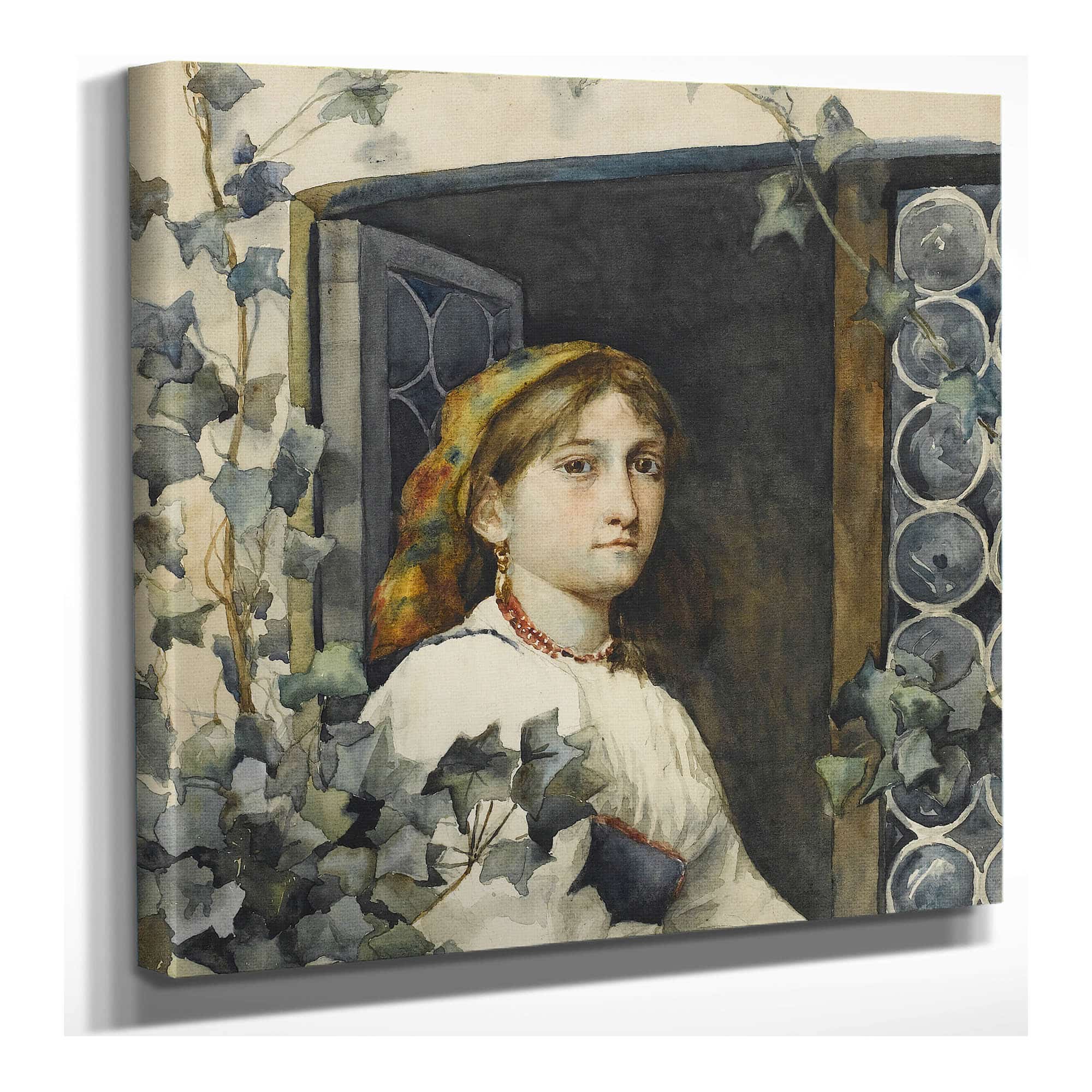 Peasant Girl In Window by Eastman Johnson