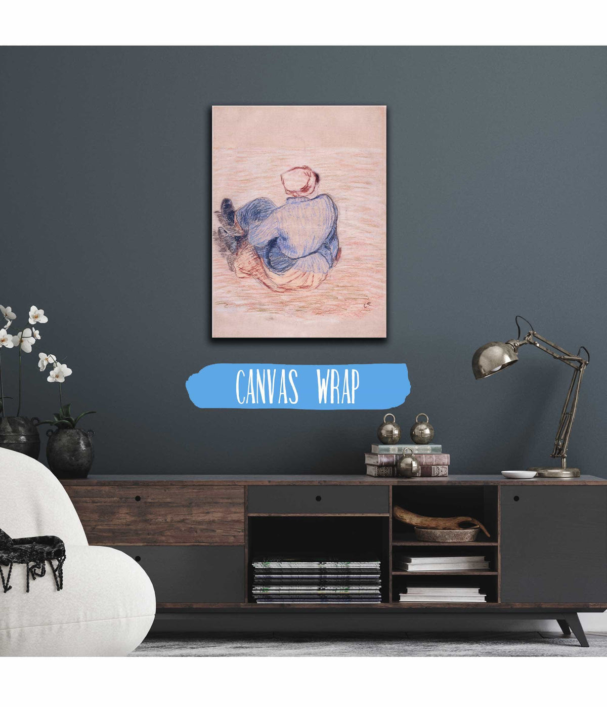 Peasant Girl Seated On The Ground Early S by Camille Pissarro