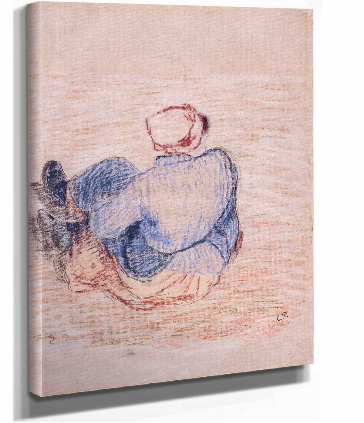 Peasant Girl Seated On The Ground Early S by Camille Pissarro