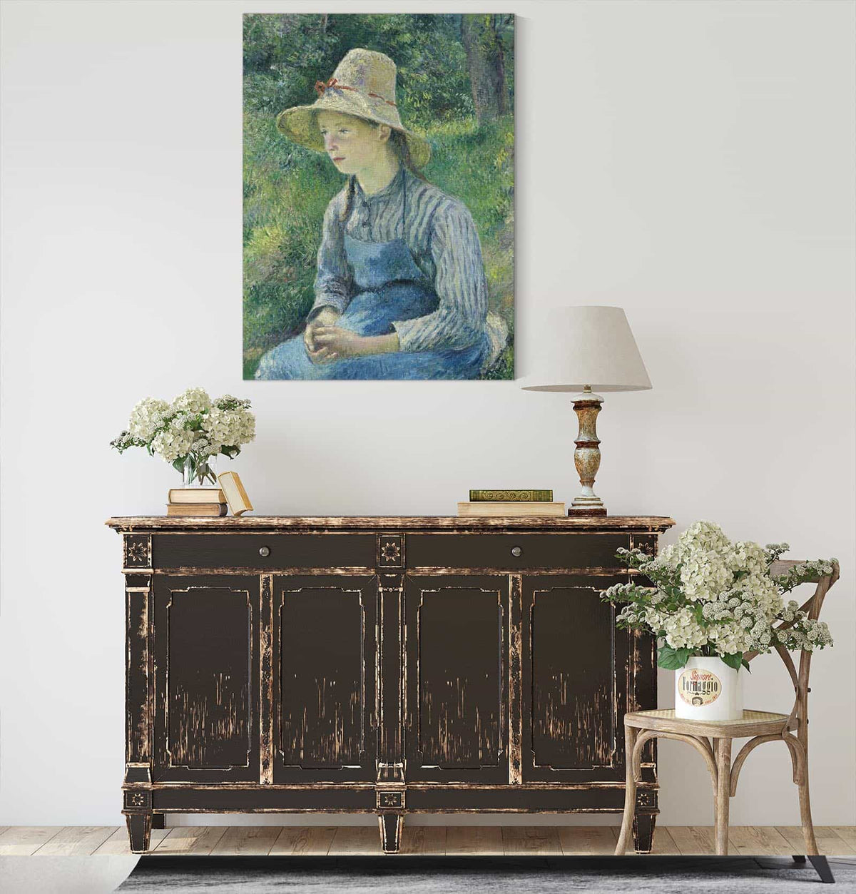 Peasant Girl With A Straw Hat by Camille Pissarro