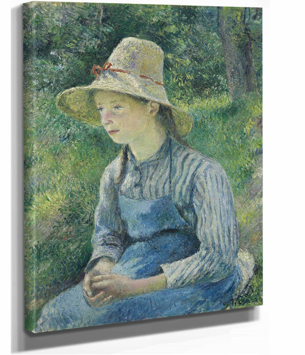 Peasant Girl With A Straw Hat by Camille Pissarro
