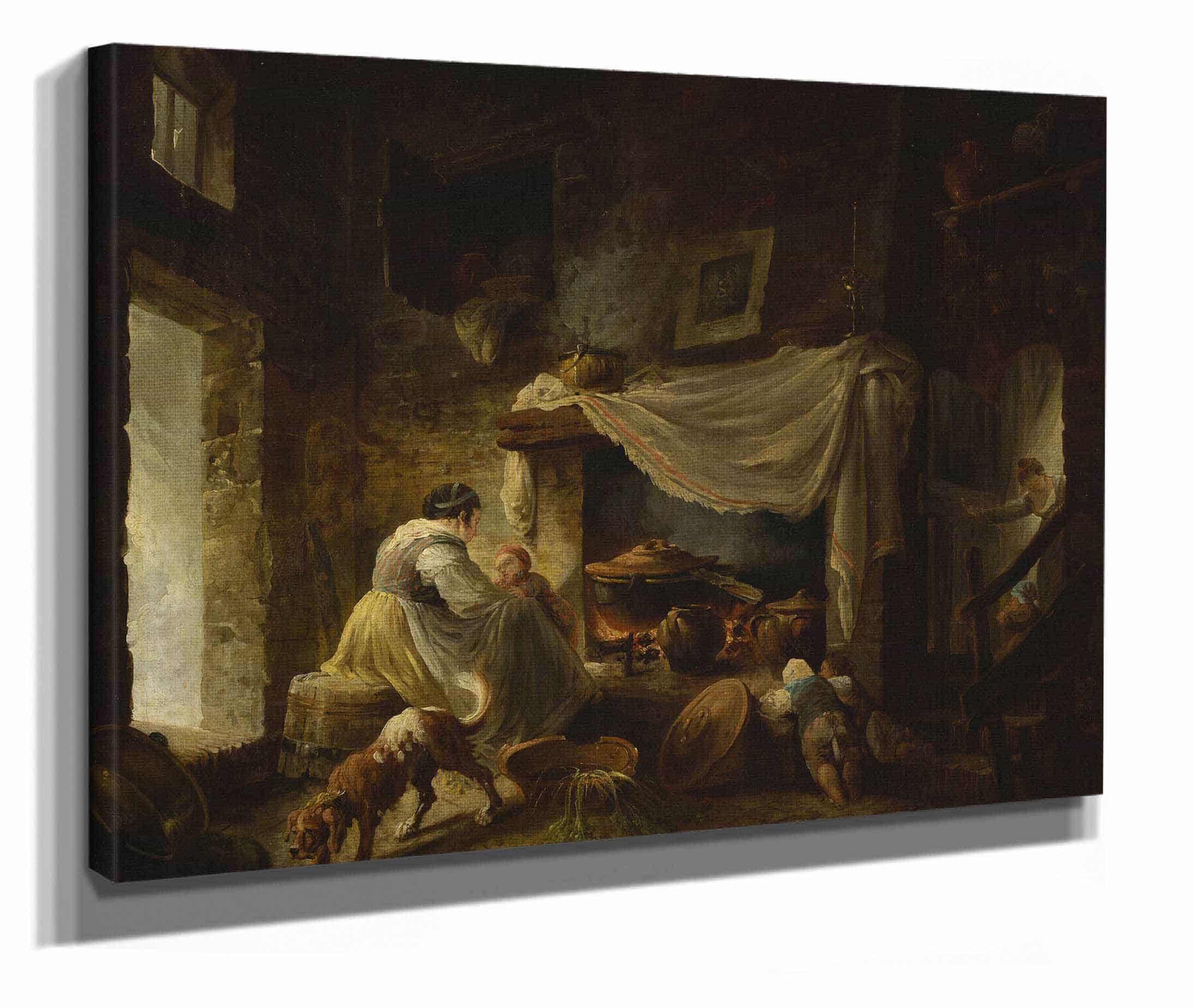 Peasant Kitchen In Ruins Italian Kitchen by Hubert Robert