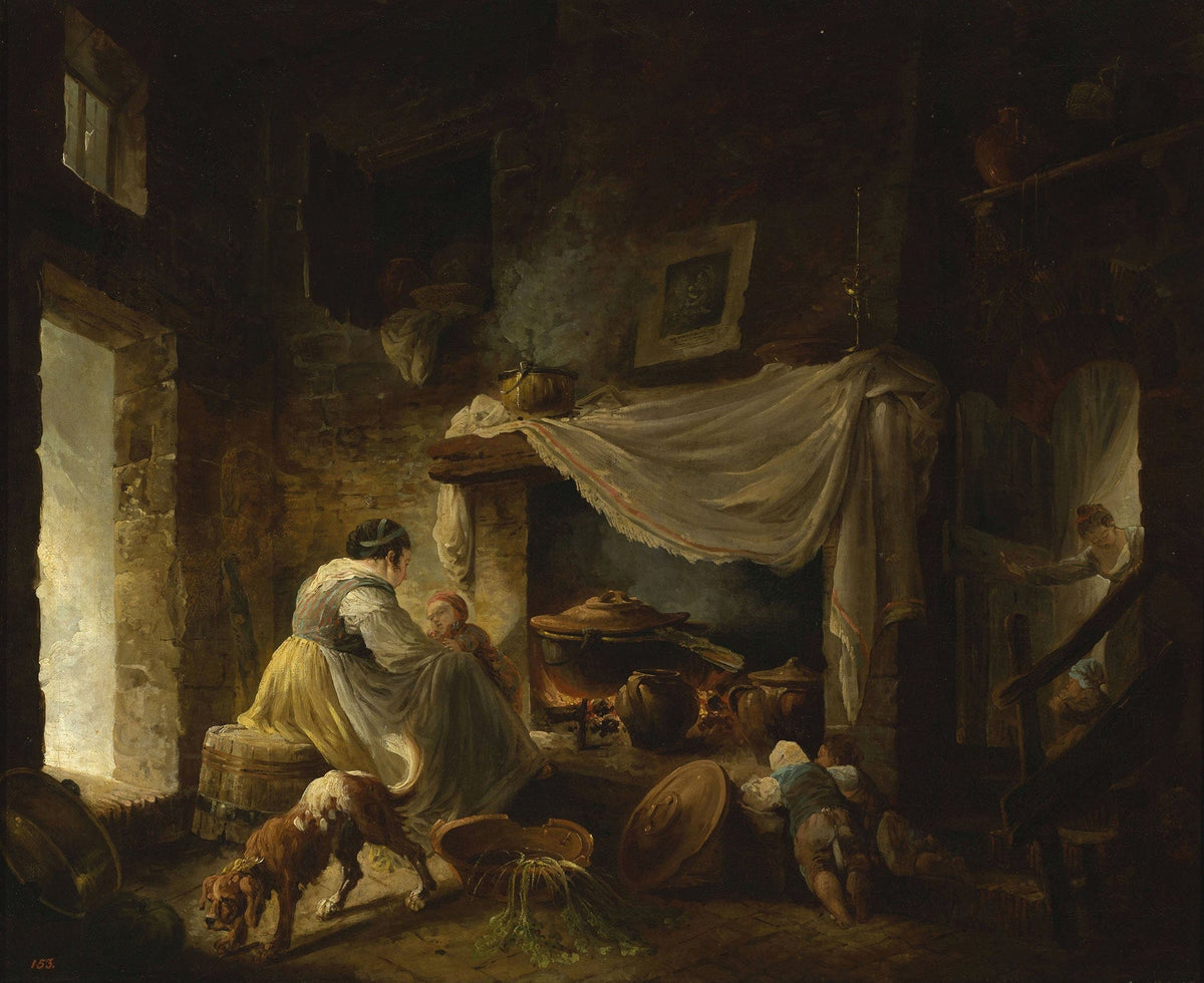 Peasant Kitchen In Ruins Italian Kitchen by Hubert Robert