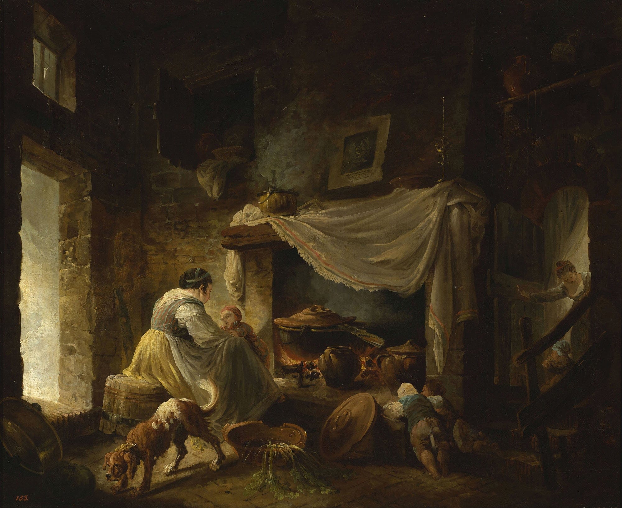Peasant Kitchen In Ruins Italian Kitchen by Hubert Robert