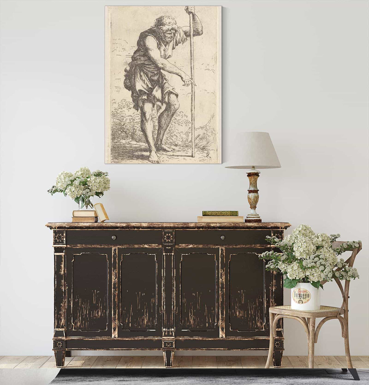 Peasant With Staff  by Salvator Rosa