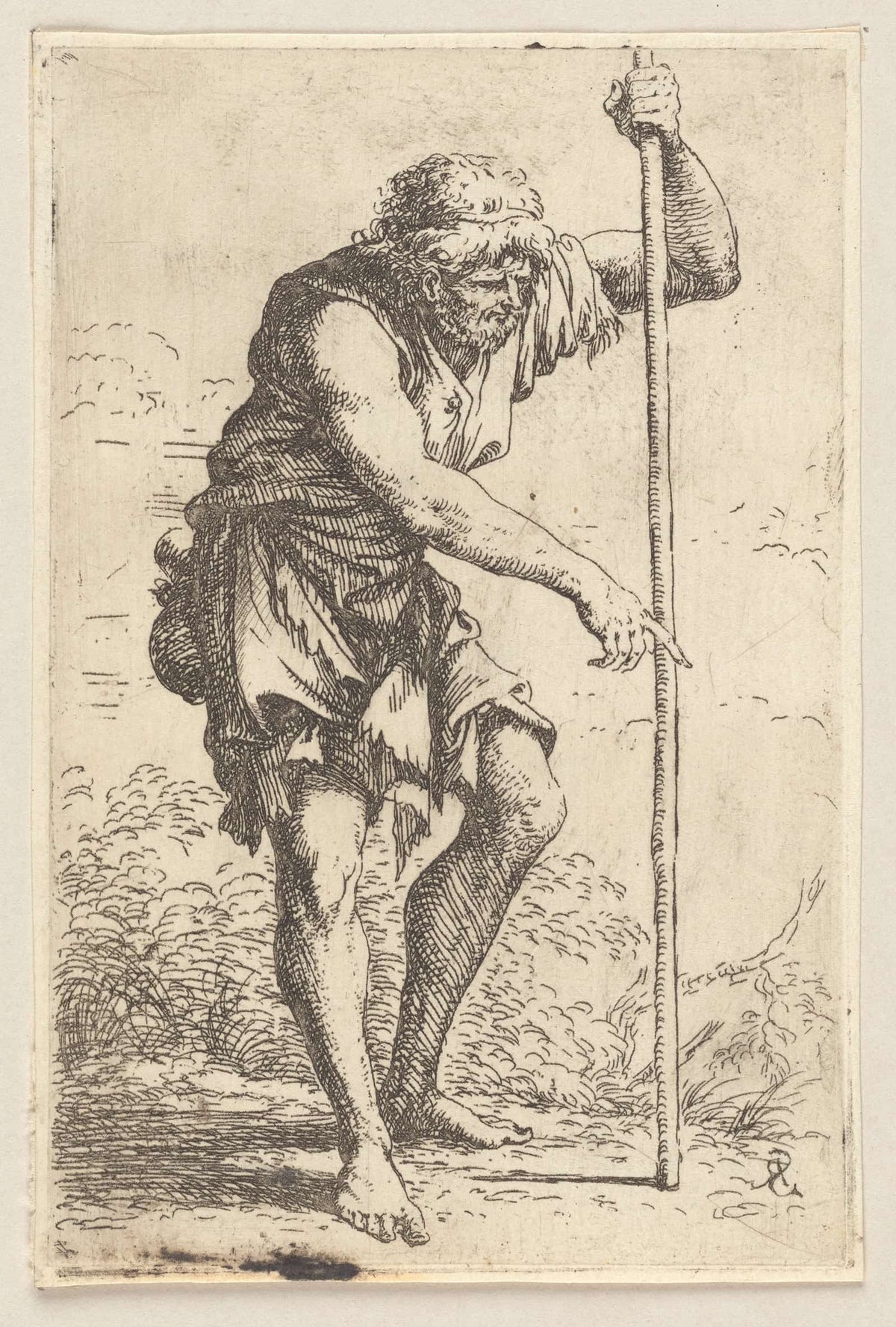 Peasant With Staff  by Salvator Rosa