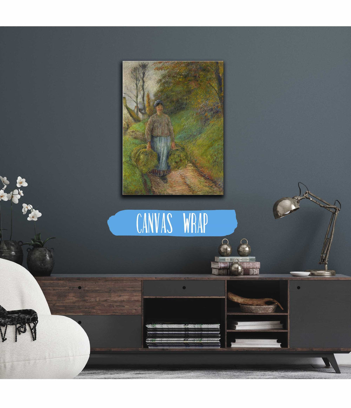 Peasant Woman Carrying Two Bundles Of Hay by Camille Pissarro