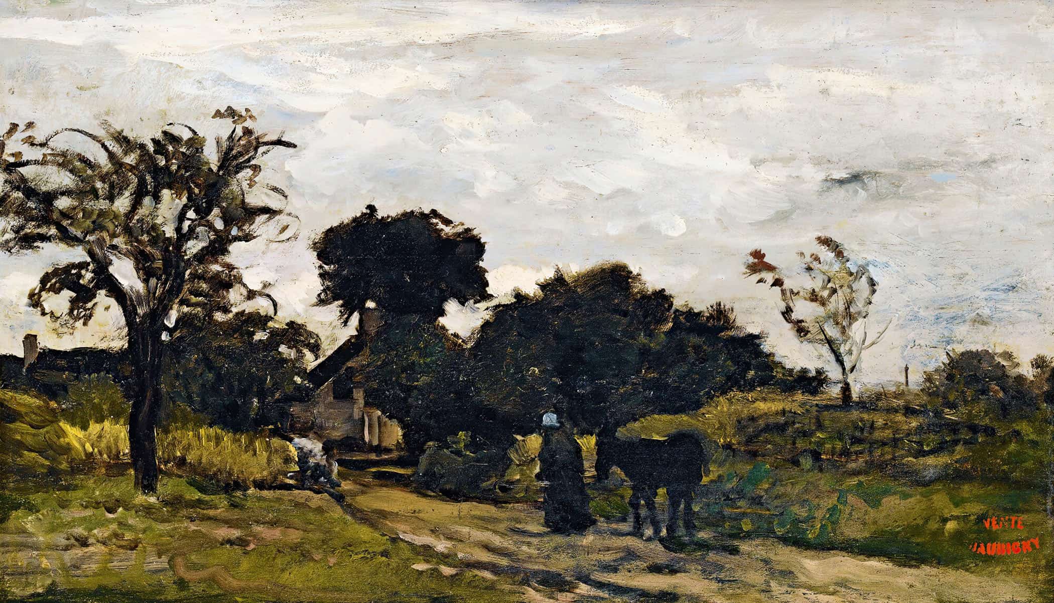 Peasant Woman On A Path by Charles Francois Daubigny