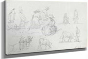 Peasants And Cows Recto by Eugene Boudin