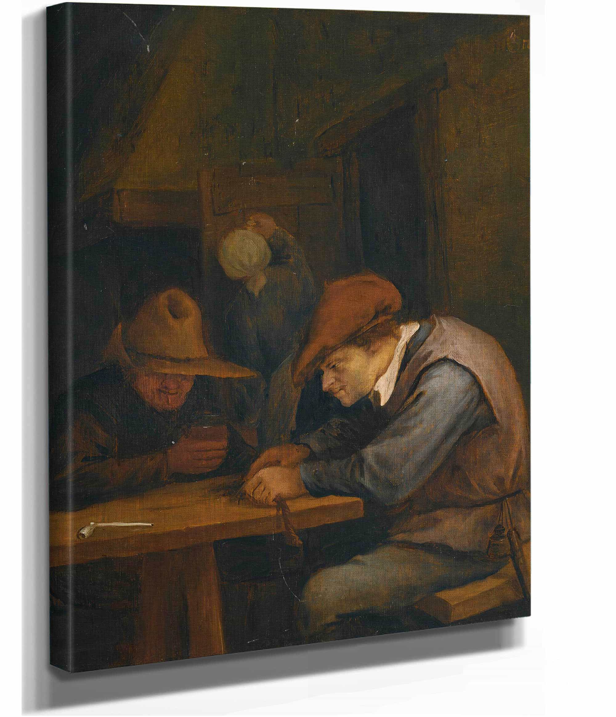 Peasants Drinking And Cutting Tobacco In An Inn by Jan Steen