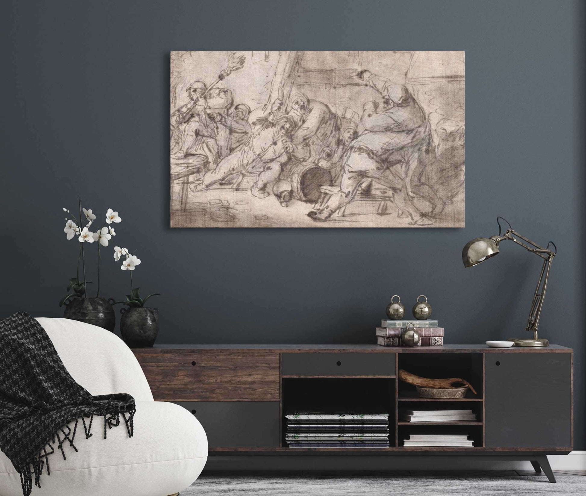 Peasants Fighting In An Inn Mid Th Century By Adriaen Van Ostade