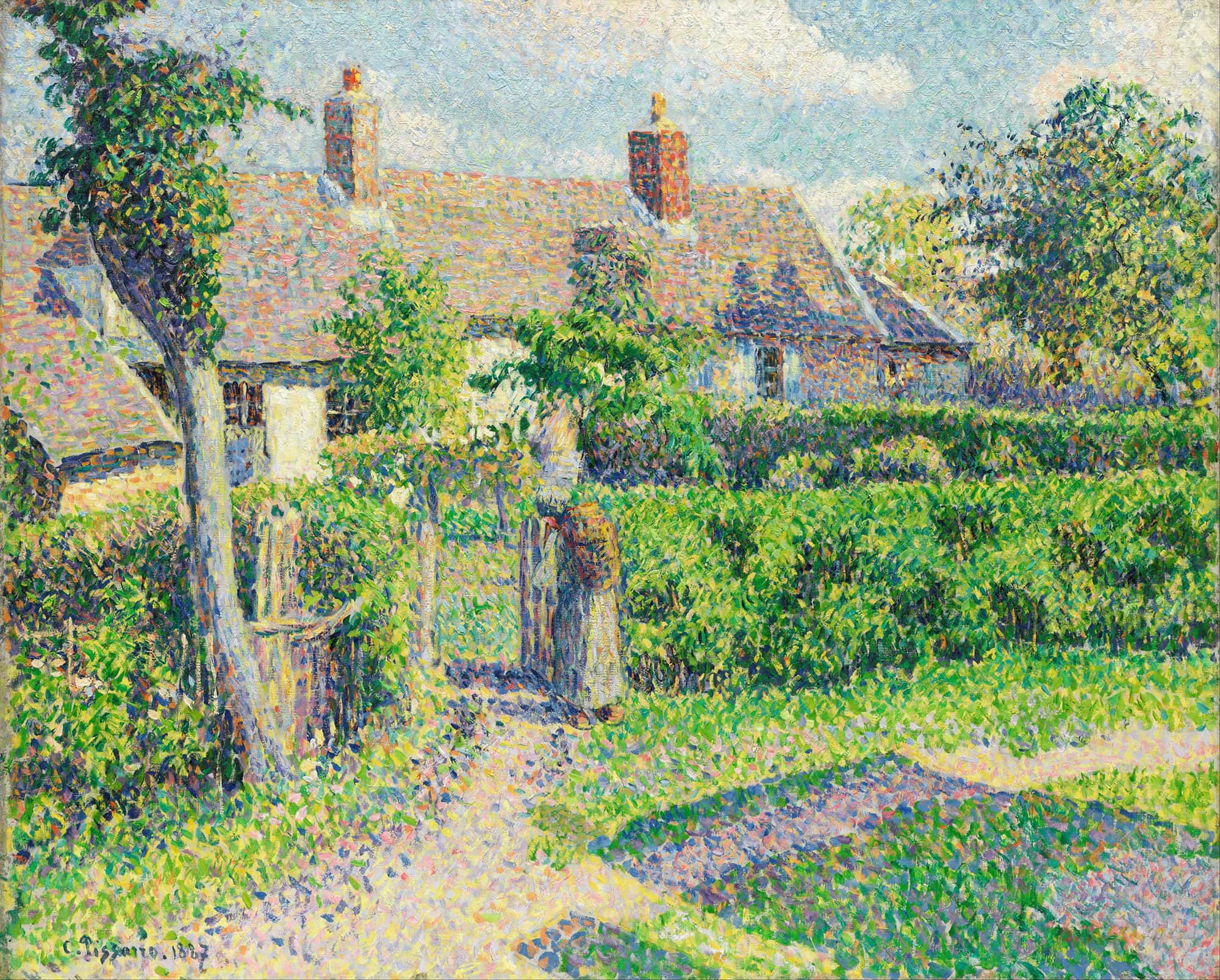 Peasants Houses Eragny by Camille Pissarro