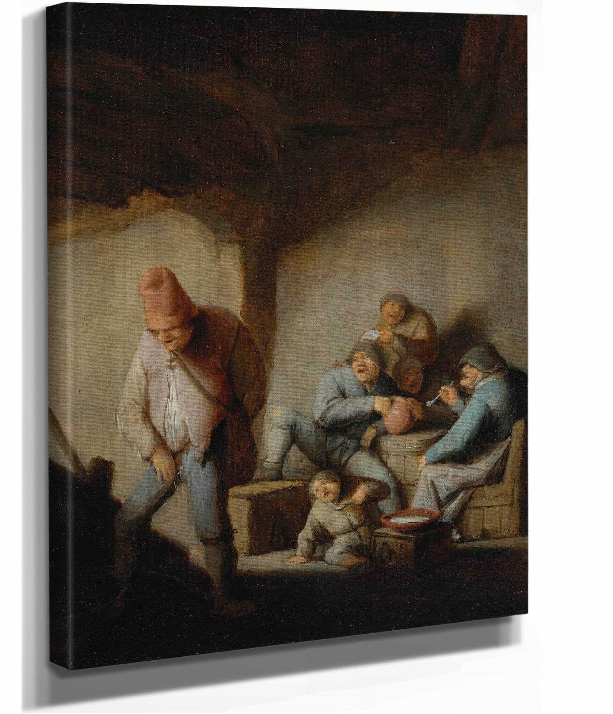 Peasants In The Interior Of An Inn by Adriaen Van Ostade