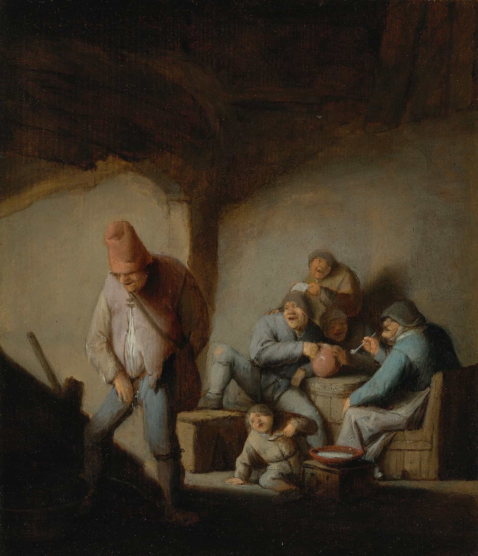 Peasants In The Interior Of An Inn by Adriaen Van Ostade