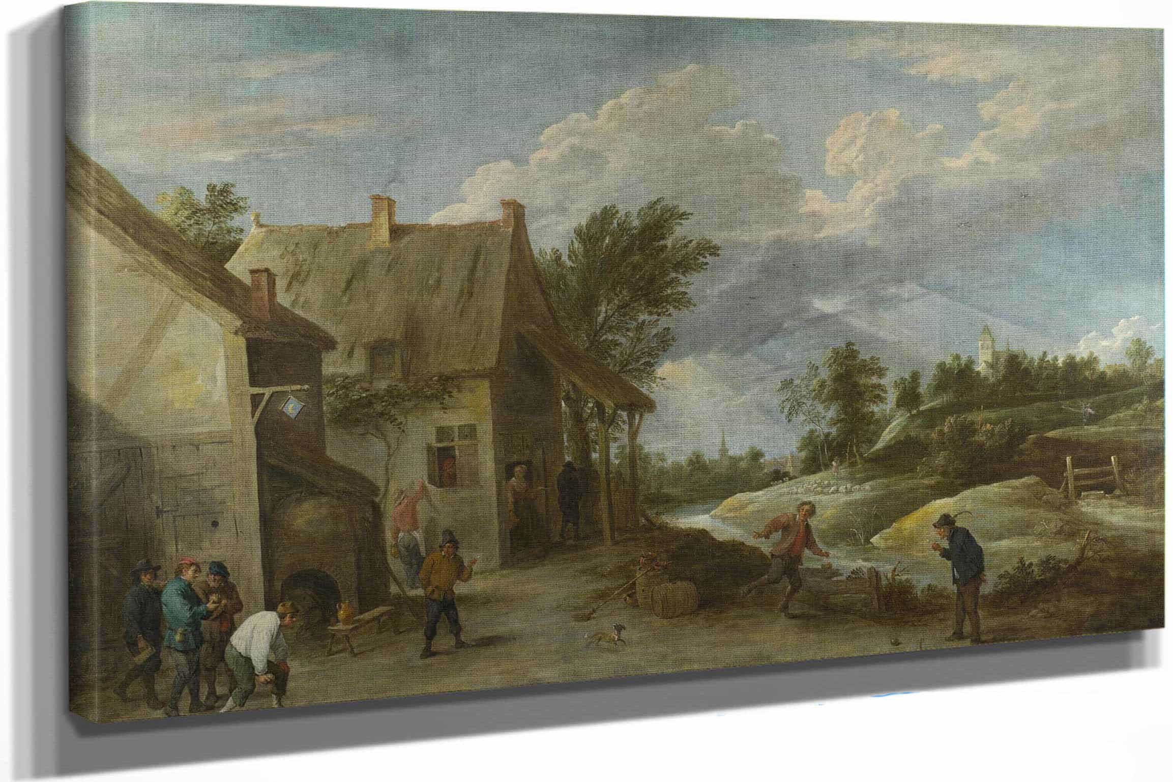 Peasants Playing Bowls Outside A Village Inn by David Teniers The Younger