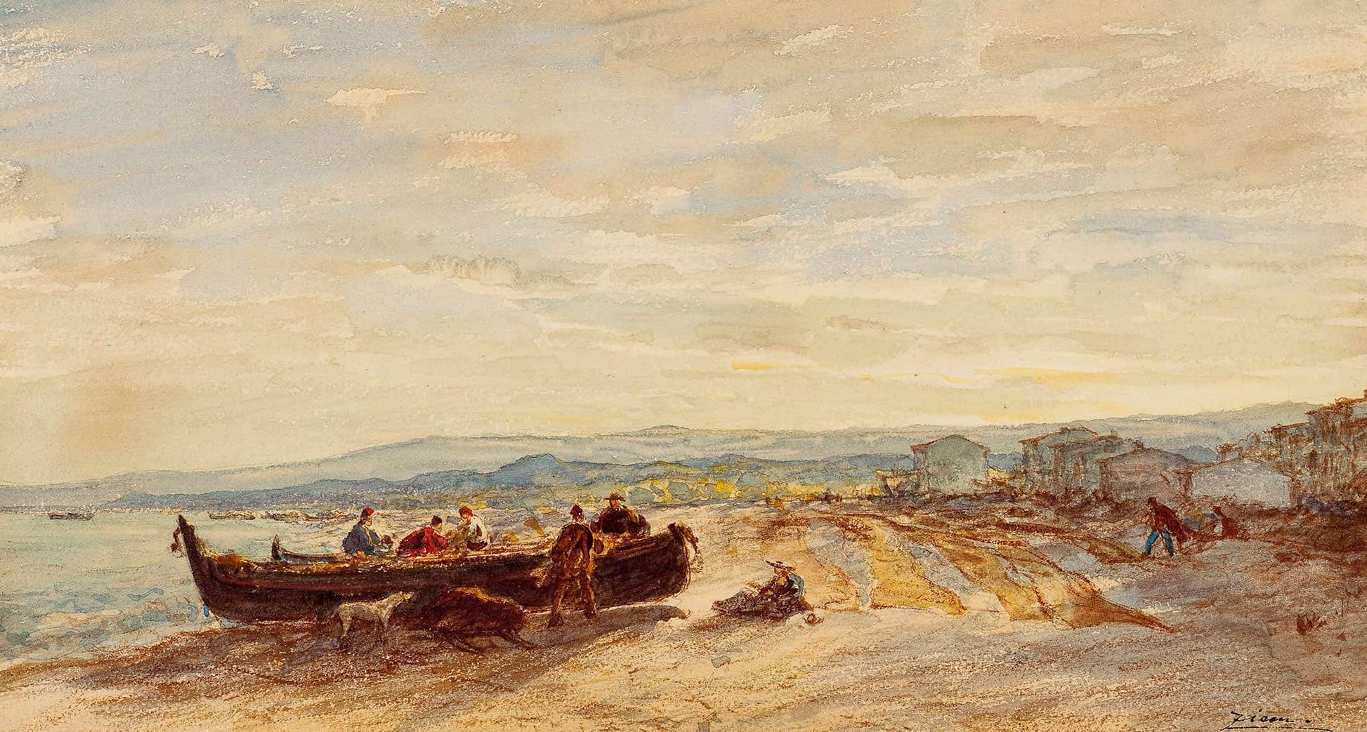 Pecheurs A Antibes by Felix Ziem