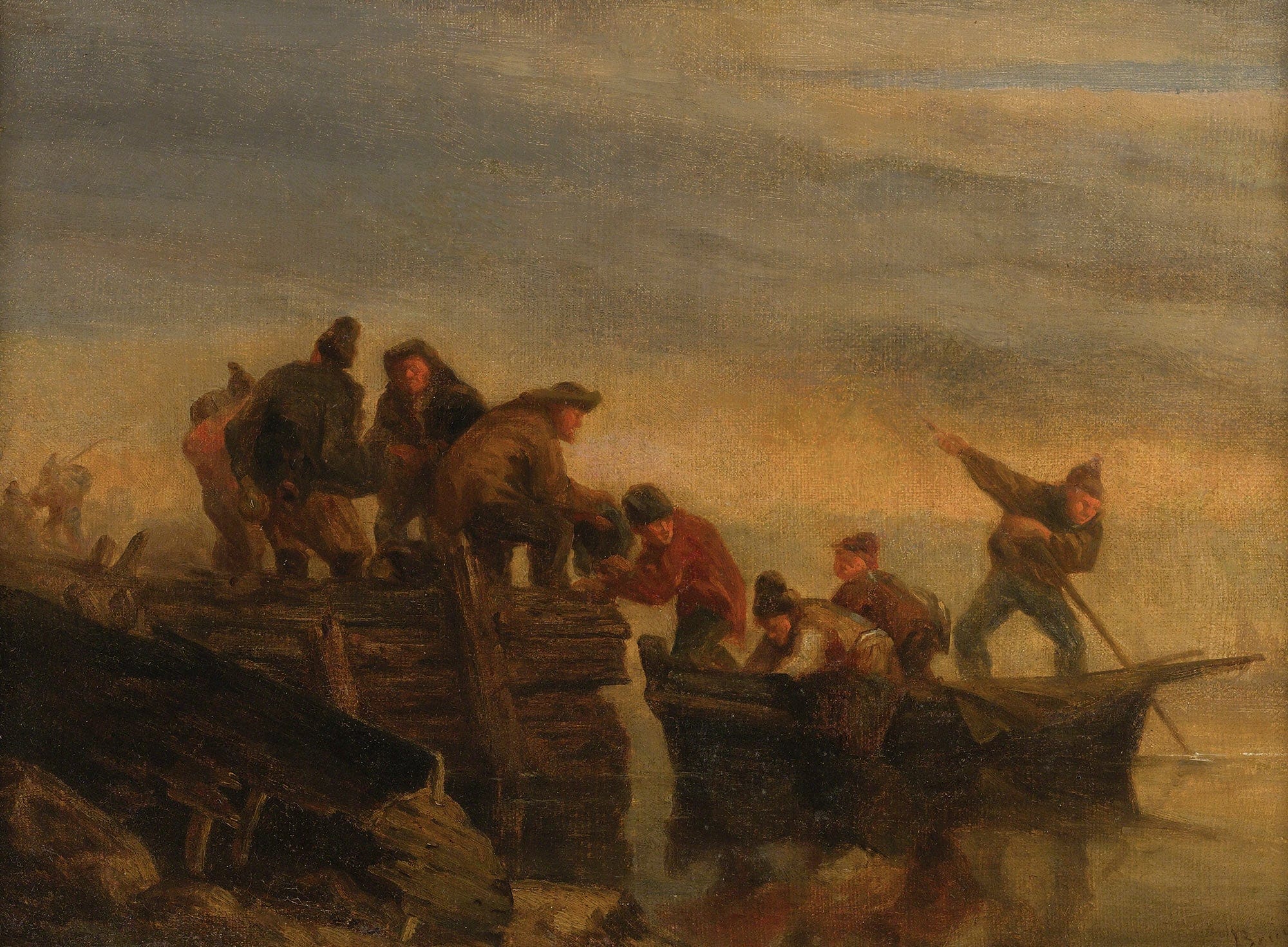 Pecheurs Au Bord De Leau by Eugene Boudin