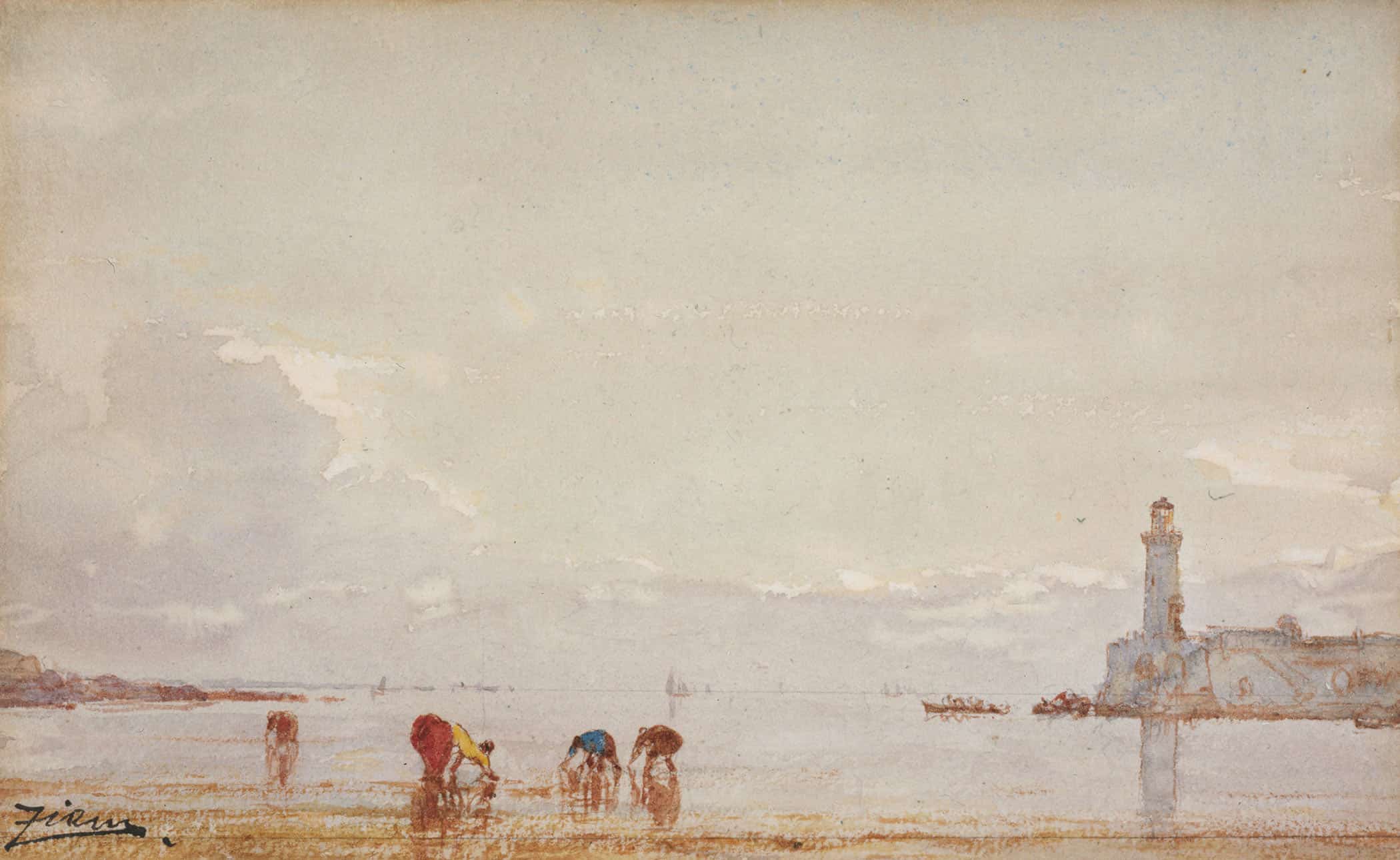 Pecheurs De Coquillages A Antibes by Felix Ziem