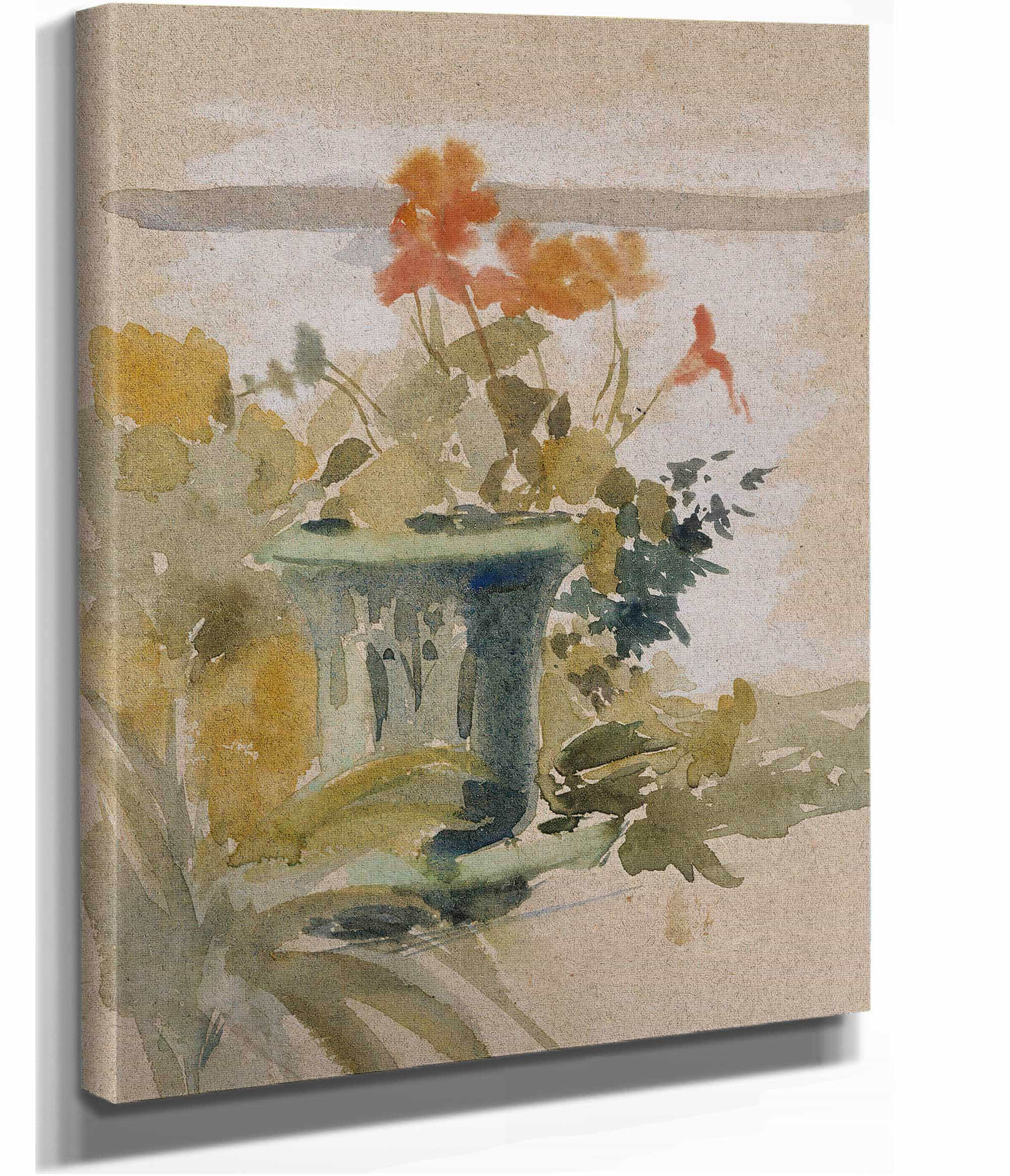 Pelargoniums On The Terrace  by Albert Edelfelt