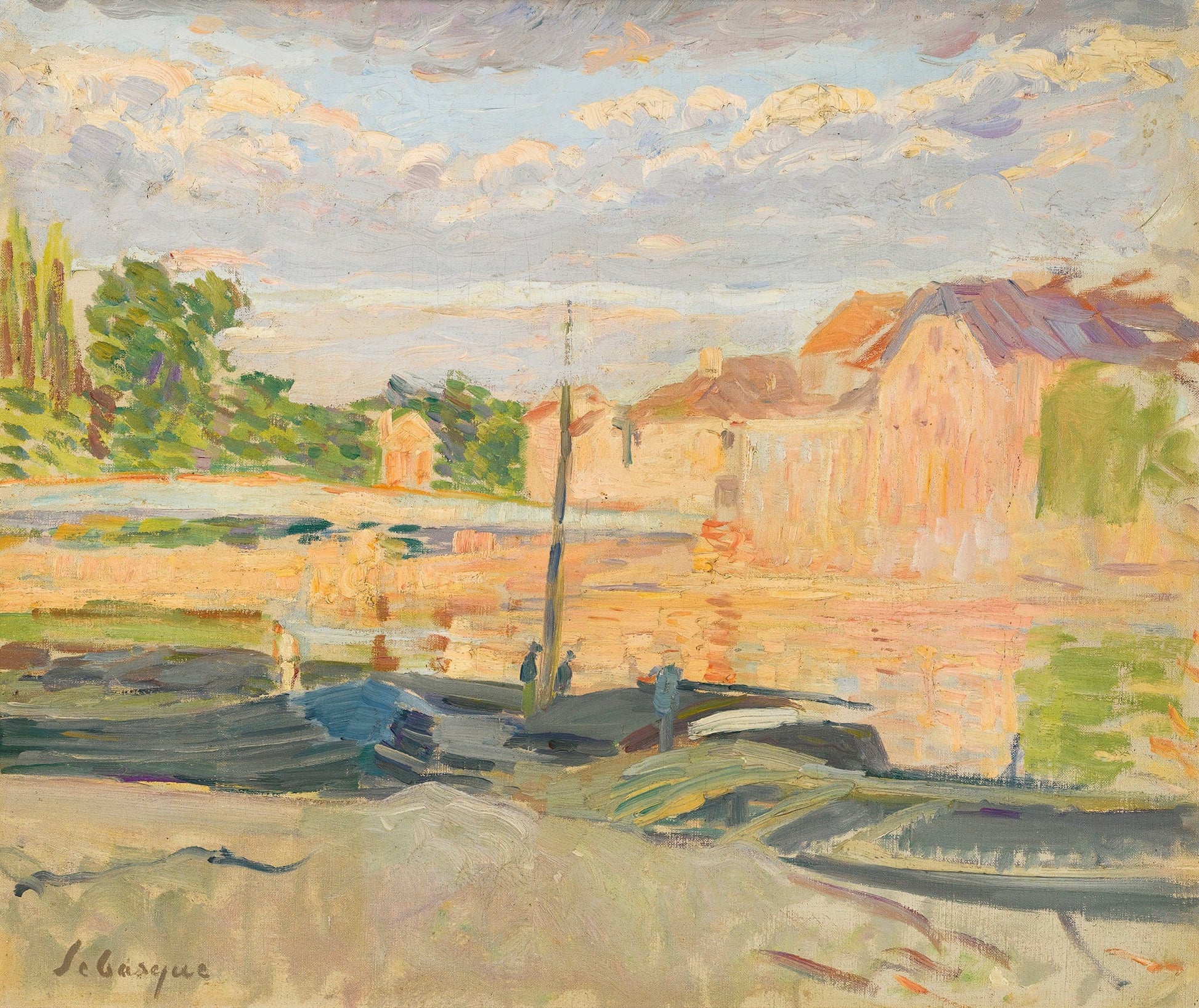 Peniches Au Bord De La Marne by Henri Lebasque