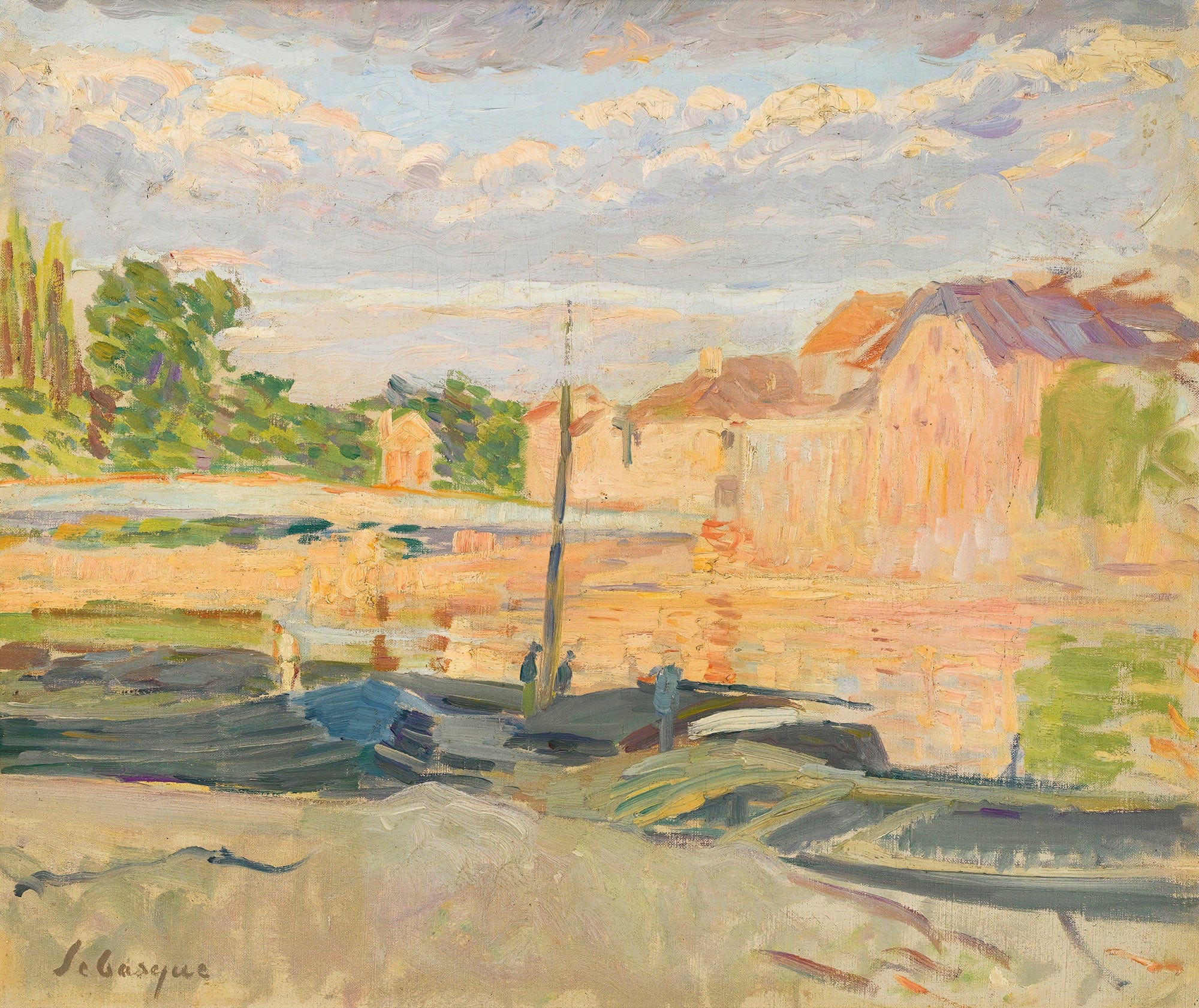 Peniches Au Bord De La Marne by Henri Lebasque