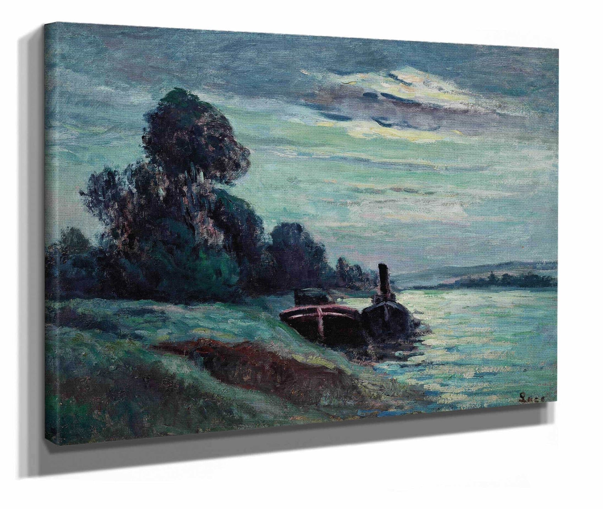 Peniches Sur La Seine by Maximilien Luce