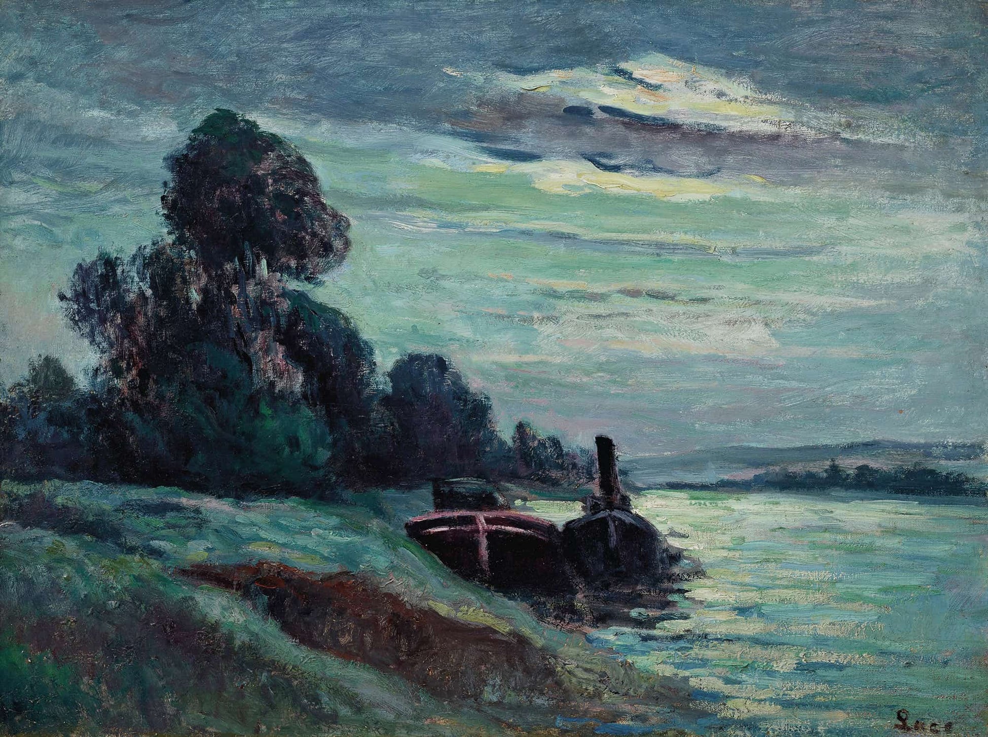 Peniches Sur La Seine by Maximilien Luce