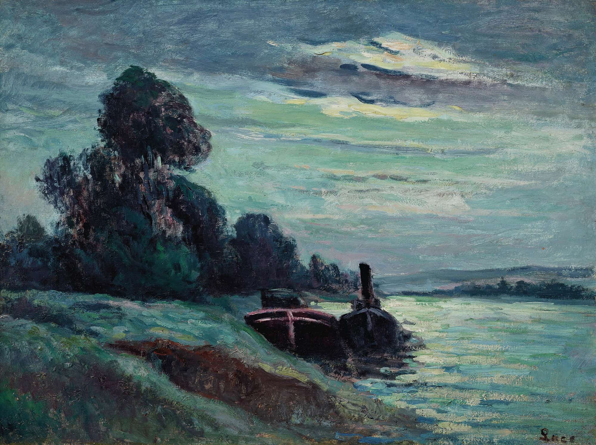 Peniches Sur La Seine by Maximilien Luce
