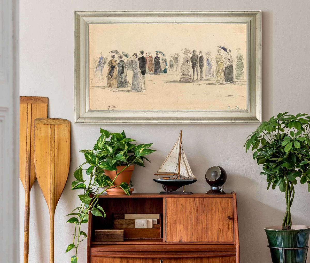 People On The Beach At Trouville by Eugene Boudin