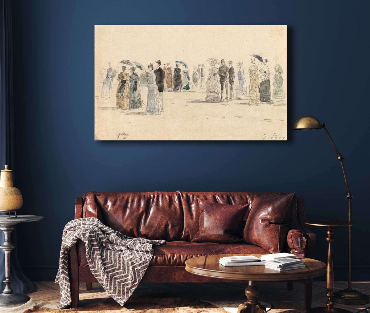 People On The Beach At Trouville by Eugene Boudin