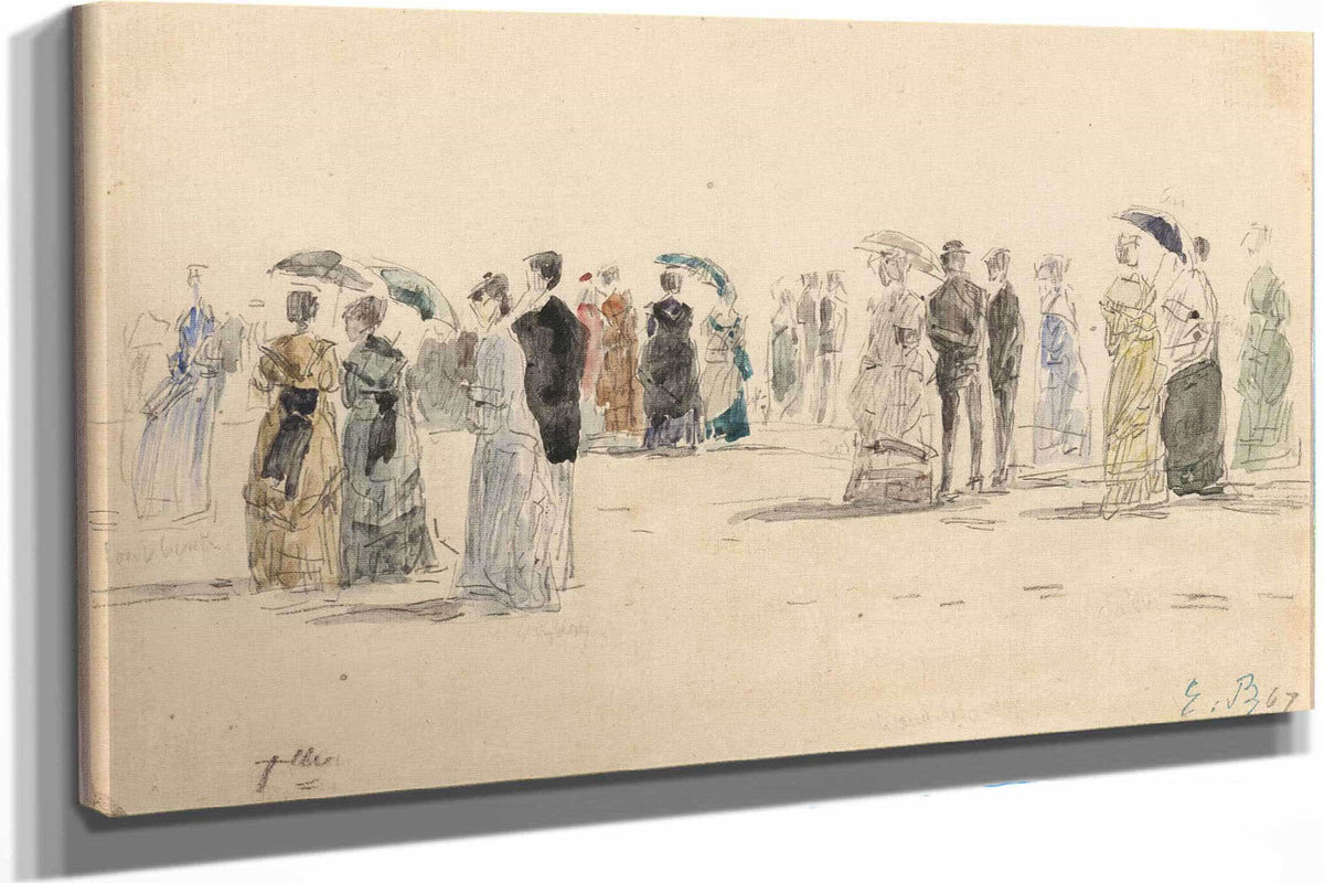 People On The Beach At Trouville by Eugene Boudin