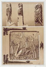 Perroquets Aigle Bois Sculpte Cygnes Et Iris Porte En Bois Sculpte by Maurice Pillard Verneuil