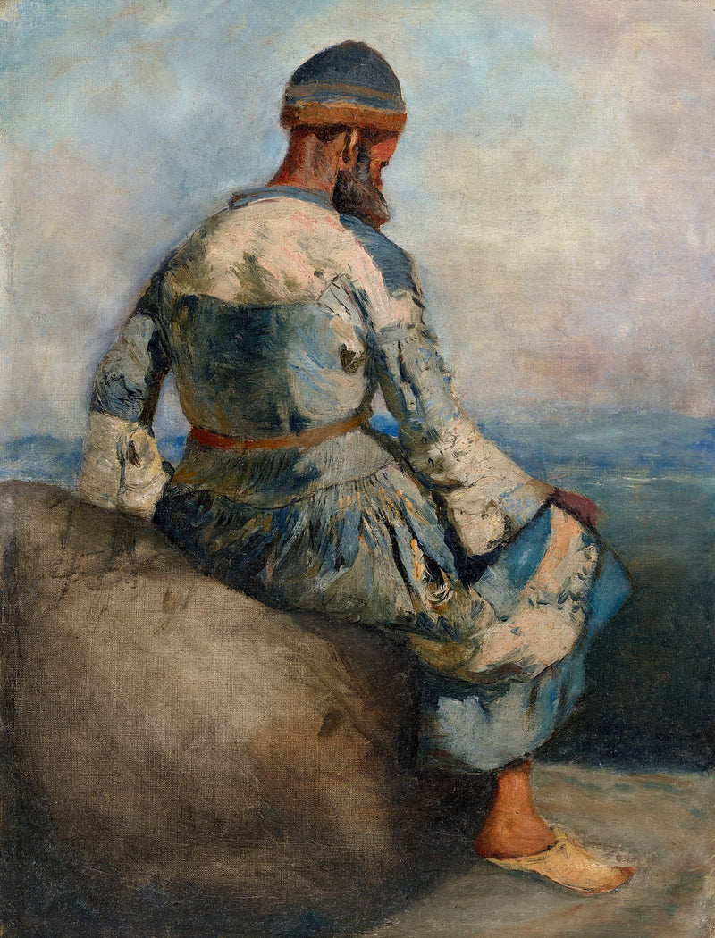 Persian Peasant Seated Atop A Rock by Edwin Lord Weeks